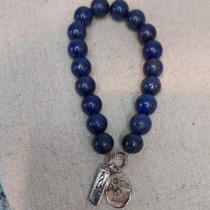 Brighton Lapis Lazuli Stretch Bracelet Angel Charm Round Beads